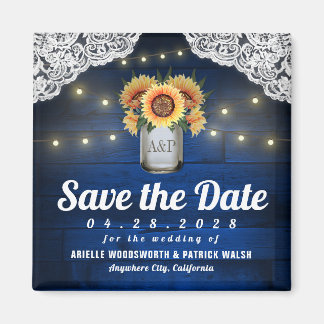 Zonnebloem Mason Jar Wood Save the Date Magnets Magneet