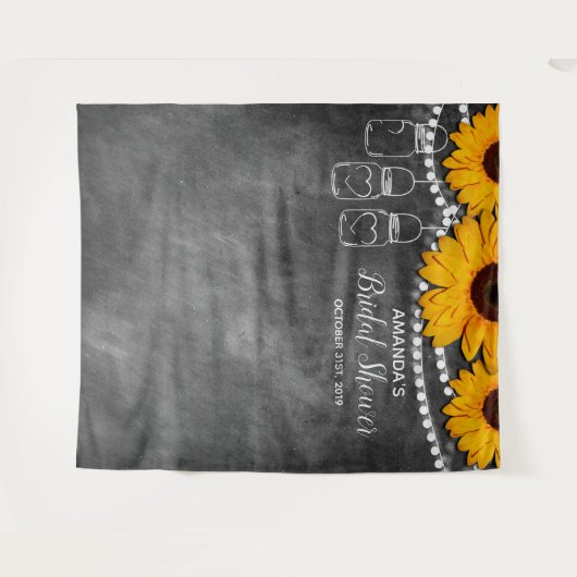 Zonnebloem Mason Pot Party Photo Booth Achtergrond Wandkleed (Voorkant (horizontaal))