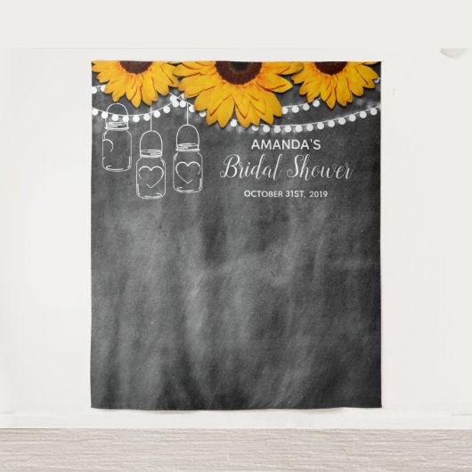 Zonnebloem Mason Pot Party Photo Booth Achtergrond Wandkleed (Voorkant)