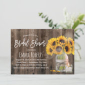 Zonnebloem Mason Pot Schuur Hout Bruiloft Feest Kaart (Staand voorkant)