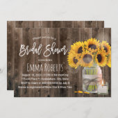 Zonnebloem Mason Pot Schuur Hout Bruiloft Feest Kaart (Voorkant / Achterkant)