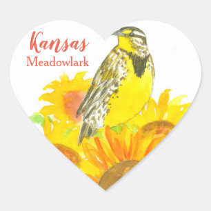 Zonnebloem Meadowlark Bird Yellow Kansas Hart Sticker