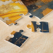 zonnebloem meisje geschilderd legpuzzel (Zijkant)