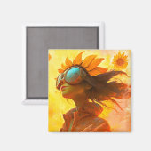 Zonnebloem Meisje Magneet (Voorkant / Achterkant)