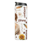 Zonnebloem meisje positieve bevestigingen thermosbeker (Geroteerd rechts)