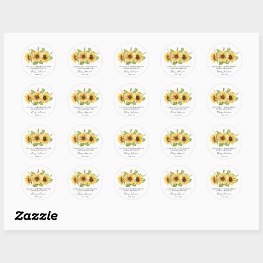 Zonnebloem Memorial Funeral Seed Packet Ronde Sticker (Vel)