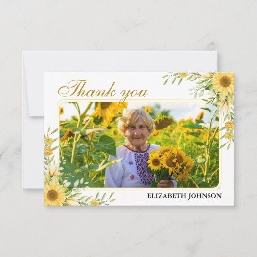 Zonnebloem Memorial in liefdevolle herinnering Bedankkaart (Voorkant)