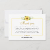 Zonnebloem Memorial in liefdevolle herinnering Bedankkaart (Achterkant)