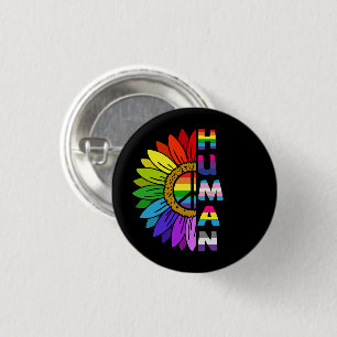 Zonnebloem Menselijke regenboogkleur   LGBTQ   Pri Ronde Button 3,2 Cm