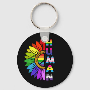 Zonnebloem Menselijke regenboogkleur   LGBTQ   Pri Sleutelhanger