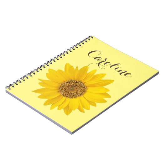 Zonnebloem met aangepaste naam Lichtgeel Notitieboek (Linkerzijde)