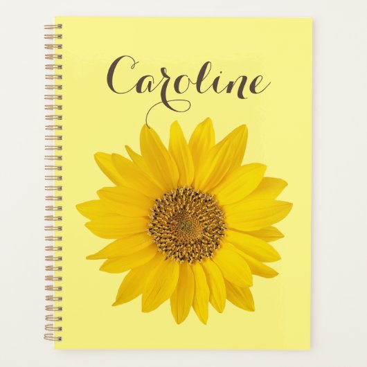 Zonnebloem met aangepaste naam Lichtgeel Planner (Voorkant)