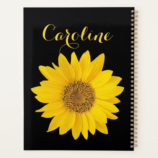 Zonnebloem met aangepaste naam planner (Achterkant)
