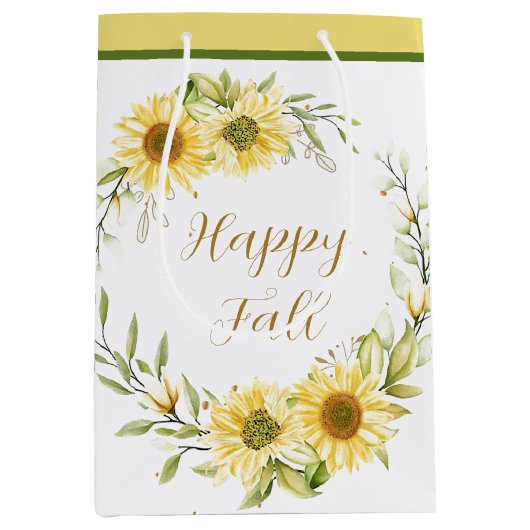 Zonnebloem met aanpasbare tekst medium cadeauzakje (Voorkant)