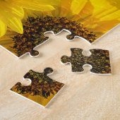 Zonnebloem met achtergrondverlichting (Helianthus) Legpuzzel (Zijkant)