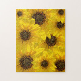 Zonnebloem met achtergrondverlichting (Helianthus) Legpuzzel