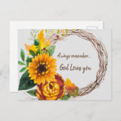 Zonnebloem met Altijd Onthoud dat God van je houdt Briefkaart (Voorkant / Achterkant)