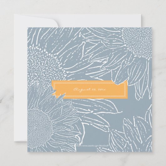 Zonnebloem met Band Save the Date: Geel Oranje Save The Date (Achterkant)