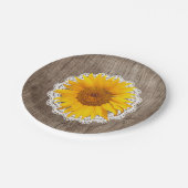  zonnebloem met Barn Wood Rustic Wedding Papieren Bordje (Gekanteld)