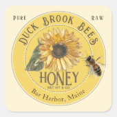 Zonnebloem met Bee mini Honey Beer Geel Label (Voorkant)