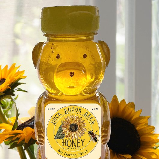 Zonnebloem met Bee mini Honey Beer Geel Label