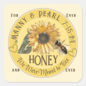 Zonnebloem met Bee mini Honing Beer Label Wedding (Voorkant)