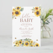 Zonnebloem met Bee Oh Baby shower Kaart (Staand voorkant)