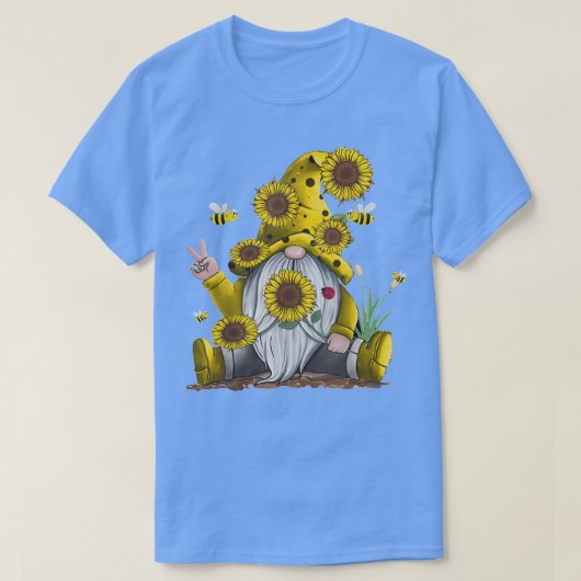 Zonnebloem met bijen Funny Hippie Gnome Gift G T-shirt (Design voorkant)
