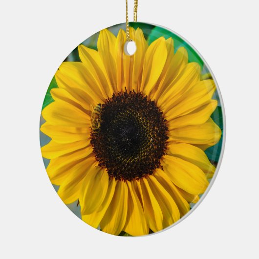 Zonnebloem met bijen keramisch ornament (Links)