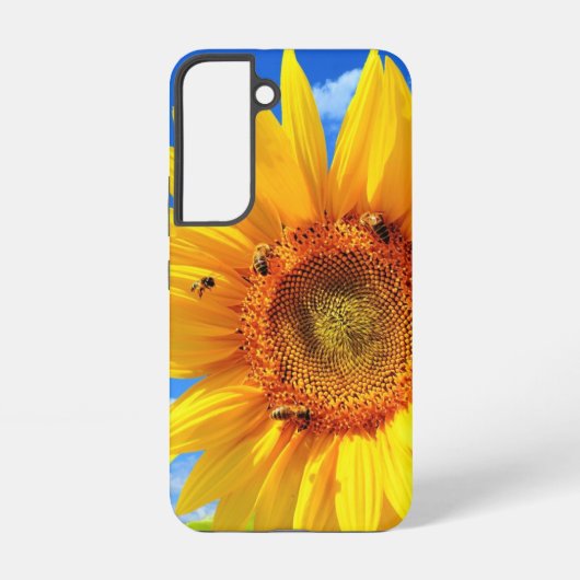 Zonnebloem met bijen op Blue Sky Samsung Galaxy Hoesje (Achterkant)