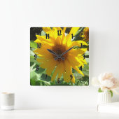 Zonnebloem met bijen vierkante klok (Huis)