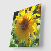 Zonnebloem met bijen vierkante klok (Hoek)