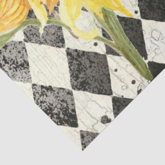 Zonnebloem met bijen Zwarte Ephemera Ontkoppeling Tissuepapier (Detail)