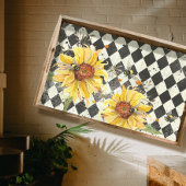 Zonnebloem met bijen Zwarte Ephemera Ontkoppeling Tissuepapier