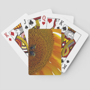 Zonnebloem met bloemen pokerkaarten
