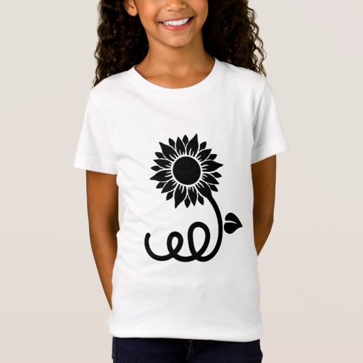 Zonnebloem met Curly Stem T-shirt (Voorkant)