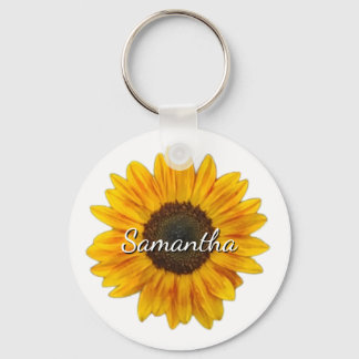 Zonnebloem met een naam sleutelhanger