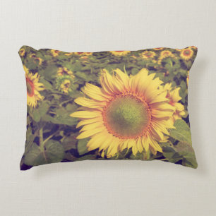 Zonnebloem met filter-effect retro- styleag accent kussen