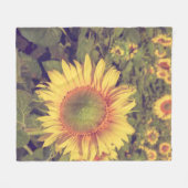 Zonnebloem met filter-effect retro- styleag fleece deken (Voorkant (Horizontaal))