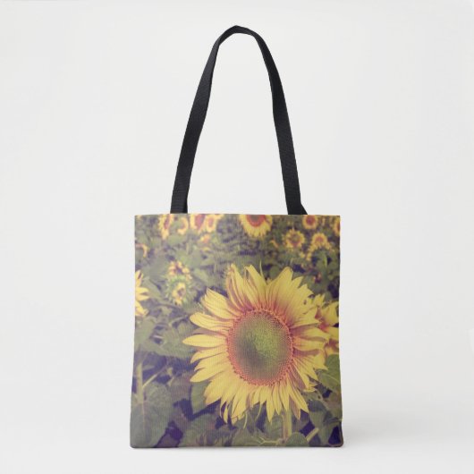 Zonnebloem met filter-effect retro- styleag tote bag (Voorkant)
