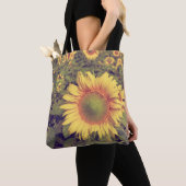 Zonnebloem met filter-effect retro- styleag tote bag (Dichtbij)