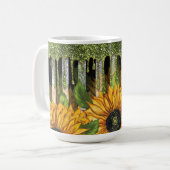 Zonnebloem met Groene Glitter Koffiemok (Voorkant links)