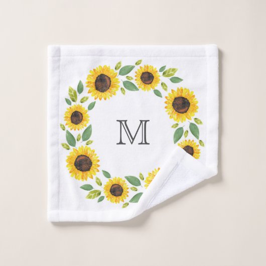 Zonnebloem, met hand geslepen Waterverf Bad Handdoek (Wasdoekje)