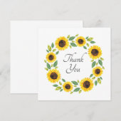 Zonnebloem, met hand geslepen Waterverf Bedankkaart (Voorkant / Achterkant)