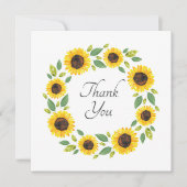 Zonnebloem, met hand geslepen Waterverf Bedankkaart (Voorkant)