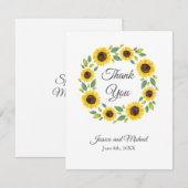 Zonnebloem, met hand geslepen Waterverf Bedankkaart (Voorkant / Achterkant)