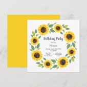 Zonnebloem, met hand geslepen Waterverf Kaart (Voorkant / Achterkant)