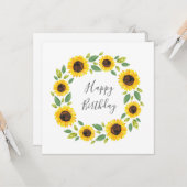 Zonnebloem, met hand geslepen Waterverf Kaart (Voorkant / Achterkant in situ)