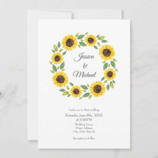 Zonnebloem, met hand geslepen Waterverf Kaart (Voorkant)