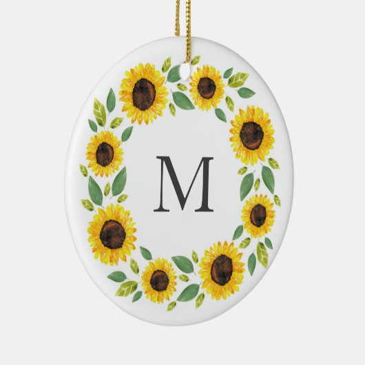 Zonnebloem, met hand geslepen Waterverf Keramisch Ornament (Rechts)